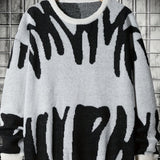 kkboxly  Men's Trendy Knitted Pullover, Casual Slightly Stretch Breathable Loose Sweater For Outdoor Fall Winter