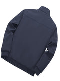 kkboxly  Fashionable And Casual Men's Solid Cardigan Zipper Long Sleeve Fleece Lapel Jacket, Comfortable And Versatile, Suitable For Dates, Suitable For Autumn And Winter