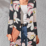 kkboxly  Floral Print Lightweight Jacket, Casual Open Front Long Sleeve Outerwear For Spring & Fall, Women's Clothing