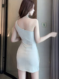 kkboxly kkboxly Solid One Shoulder Dress, Elegant Sleeveless Bodycon Dress For Spring & Summer, Women's Clothing