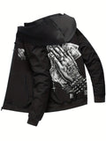 kkboxly  Praying Hands Print Men's Hooded Jacket Casual Long Sleeve Hoodies With Zipper Gym Sports Hooded Coat For Spring Fall