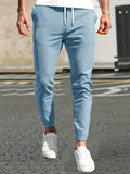 kkboxly  Slim Pockets Classic  Trousers, Men's Casual Solid Color Lace-up Pants For Spring And Autumn