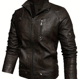 kkboxly  Stay Warm and Stylish with This Men's Retro PU Leather Jacket