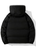 kkboxly  Classic Design Warm Hooded Jacket, Men's Casual Zip Up Cotton Padded Jacket For Fall Winter Outdoor