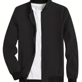 kkboxly  Classic Design Varsity Jacket, Men's Casual Baseball Jacket Coat Regular Fit College Hipster Windbreaker For Spring Autumn