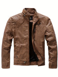 kkboxly  Stay Warm and Stylish with This Men's Retro PU Leather Jacket