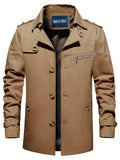 kkboxly  Men's Elegant Single Breasted Trench Coat For Fall Winter