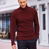 kkboxly  Men's Plain Turtleneck Sweater, Trendy High Stretch Fashion Comfy Thermal Tops