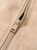 kkboxly  Men's Casual Loose Fit Jacket, Vintage Style Lapel Preppy Style Zip Up Jacket