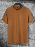 kkboxly  Men's Letter Ring Print Trendy T-shirt, Crew Neck Short Sleeve Tops, Graphic Tee Men's Clothes Summer, Men's Outfits