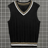 kkboxly  Elegant Slightly Stretch Preppy Vest, Men's Casual Vintage Style V Neck Vest For Fall Winter
