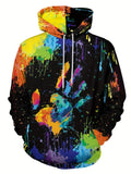 Handprint Print Hoodie, Cool Hoodies For Men, Men's Casual Graphic Design Pullover Hooded Sweatshirt Streetwear For Winter Fall, As Gifts