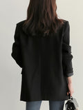 kkboxly  Solid Button Front Blazer, Casual Lapel Long Sleeve Blazer For Office & Work, Women's Clothing