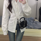 kkboxly  Solid Cross Tie Blouse, Casual Long Sleeve Blouse For Spring & Fall, Women's Clothing