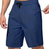 kkboxly  Men's Zip Pocket Swimming Trunks, Swimwear, Quick Dry Lightweight Breathable UV Protection Beach Shorts, Mens Clothing