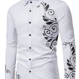 kkboxly  Men's Long-sleeved Shirt With Gold Printing