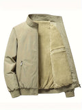 kkboxly  Warm Fleece Winter Jacket, Men's Casual Stand Collar Jacket Coat For Business