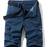 kkboxly Men's Plain Flap Pocket Cotton Cargo Shorts For Spring And Summer