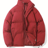kkboxly  Men's Casual Warm Winter Jacket, Stand Collar Cotton Padded Jacket Coat For Outdoor Activities