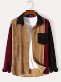 kkboxly  Fashionable And Simple Men's Long Sleeve Multicolor Patchwork Casual Lapel Simple Jacket, Trendy And Versatile, Suitable For Dates