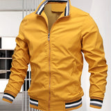 kkboxly  Men's Casual Bomber Jacket, Casual Zip Up Windbreaker Jacket For Outdoor Activities