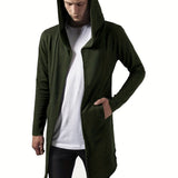 kkboxly  Lightweight Hooded Trench Coat, Men's Casual Slightly Stretch Cardigan Windbreaker For Spring Fall