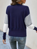 xieyinshe  Color Block Knit Pullover Sweater, Casual Long Sleeve Crew Neck Sweater, Women's Clothing