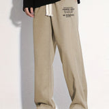 kkboxly  Stylish Letter Print Casual Cotton Loose Fit Drawstring Pants, Men's Pants For Spring Summer Outdoor