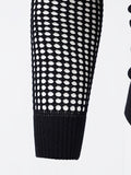 kkboxly  Trendy Knitted Mesh Fishnet Sweater, Men's Casual Sexy  Crew Neck Pullover Sweater For Men Clubwear