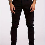 kkboxly  Slim Fit Jeans, Men's Casual Street Style Solid Color Mid Stretch Denim Pants For Spring Summer