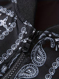 kkboxly  Paisley Pattern Casual Zip Up Bomber Jacket, Men's Jacket For Spring Fall Outdoor