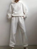 kkboxly  Casual Solid Two-piece Set, Drop Shoulder Long Sleeve Hoodies & Elastic Waist Jogger Pants Outfits, Women's Clothing