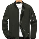 kkboxly  Stand Collar Jacket Men's Casual Baseball Jacket Coat Regular Fit College Hipster Windbreaker For Spring Autumn