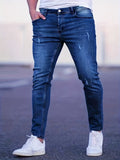 kkboxly  Chic Skinny Ripped Jeans, Men's Casual Street Style Medium Stretch Jeans