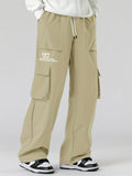 kkboxly kkboxly  Men's Relaxed Fit Drawstring Cargo Pants With Pockets, Loose Trendy Overalls