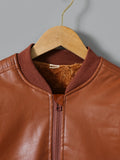 kkboxly  kkboxly  Boys Fleece Zipper Artificial Leather Jacket