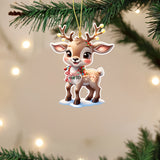 kkboxly Charming Acrylic Reindeer Youngsters with Christmas Lights - Perfect for Car & Tree Decor, Ideal for Halloween & Christmas Celebrations