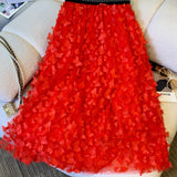 kkboxly  Butterfly Applique Mesh Skirt, Elegant Skirt For Spring & Fall, Women's Clothing