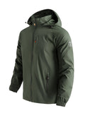 kkboxly  Men's Fall/Winter Casual Lightweight Waterproof Windbreaker Hooded Jacket With Zipped Pockets