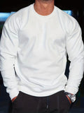kkboxly  Crew Neck Cotton Sweatshirt Pullover For Men Warm Solid Color Sweatshirts Winter Long Sleeve Tops