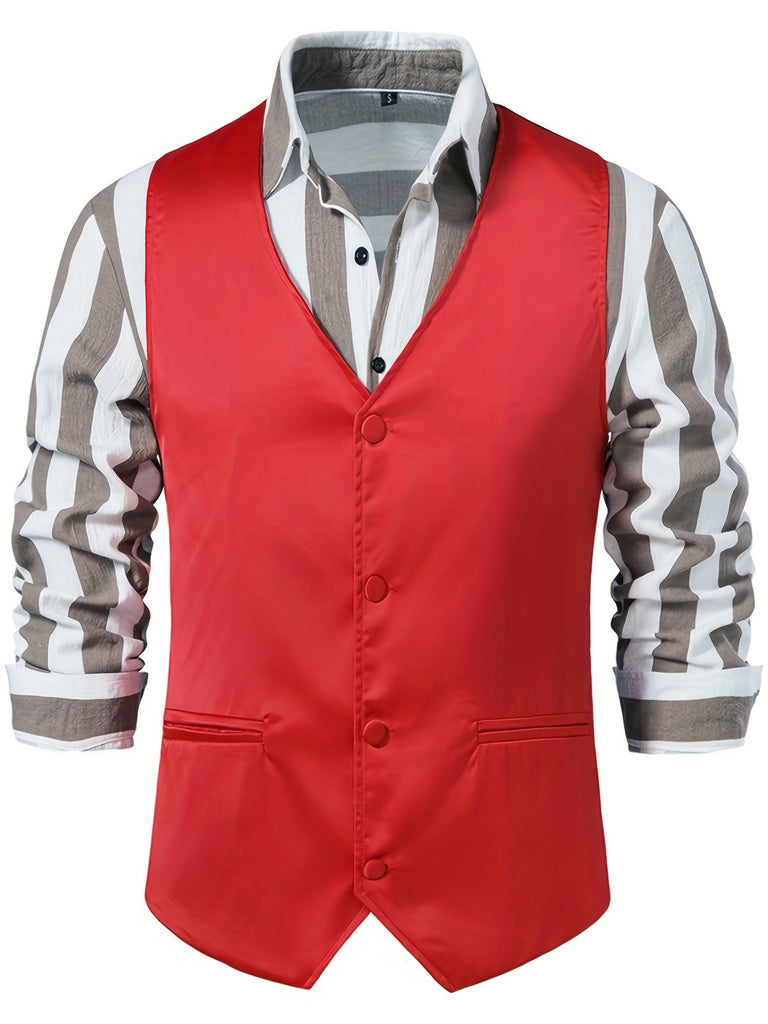 kkboxly  Men's Casual Western Cowboy Vest Jacket Slim Fit V Neck Sleeveless Waistcoat Vest Men Medieval Party Vests