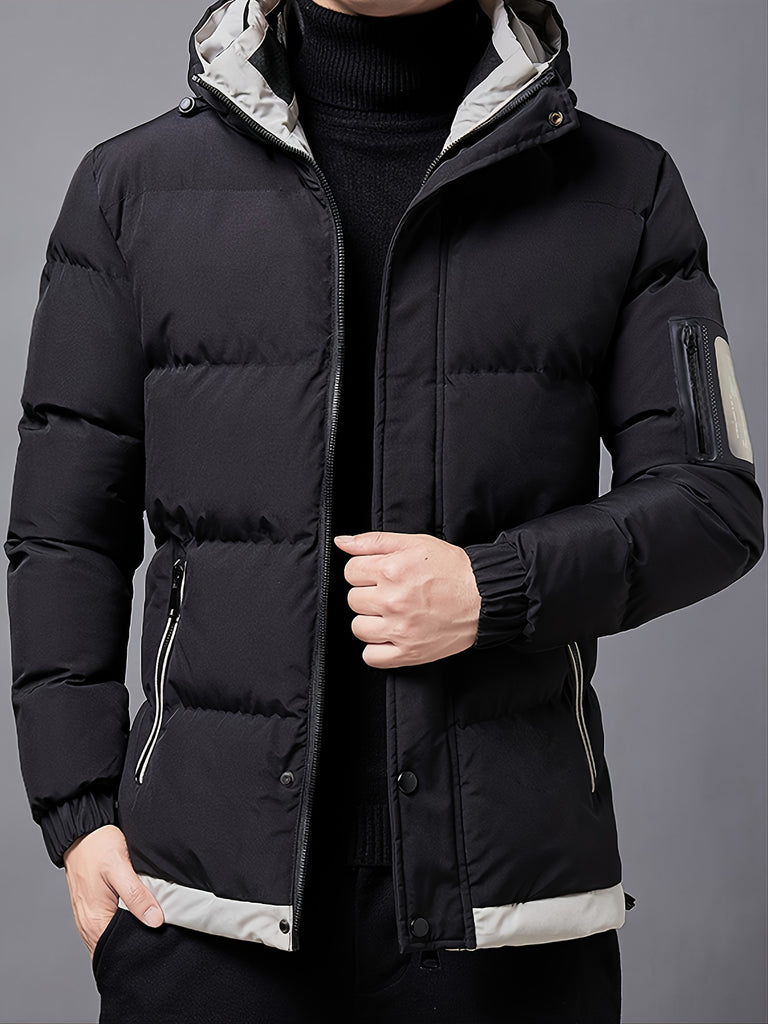 kkboxly  New Men's Casual Loose Fashionable Black Long Sleeves Fleece Warm Hooded Coat Jacket Gifts
