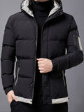 kkboxly  New Men's Casual Loose Fashionable Cotton Black Long Sleeves Fleece Warm Hooded Coat Jacket Gifts