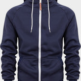 kkboxly  Men's Casual Zip Up Hoodie, Color Block Hooded Jacket For Sports