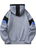 kkboxly  Color Block Men's Hooded Jacket Casual Long Sleeve Hoodies With Zipper Gym Sports Hooded Coat For Spring Fall