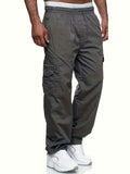 kkboxly  Men's Chic Multi Pockets Joggers, Casual Waist Drawstring Cargo Pants For All Seasons