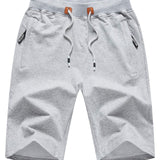 kkboxly  Men's Shorts Casual Classic Fit Stylish Drawstring Elastic Waist Summer Beach Shorts With Zipper Pockets Workout Sport Shorts