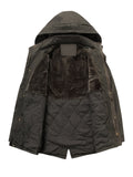 kkboxly  Men's Solid Warm Fleece Hooded Jacket, Casual Multi Pocket Cargo Jacket For Fall Winter Outdoor Activities