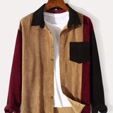kkboxly  Fashionable And Simple Men's Long Sleeve Multicolor Patchwork Casual Lapel Simple Jacket, Trendy And Versatile, Suitable For Dates