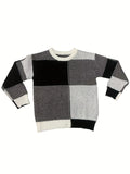 kkboxly  Color Block Chic Sweater, Men's Casual Warm Slightly Stretch Crew Neck Pullover Sweater For Fall Winter